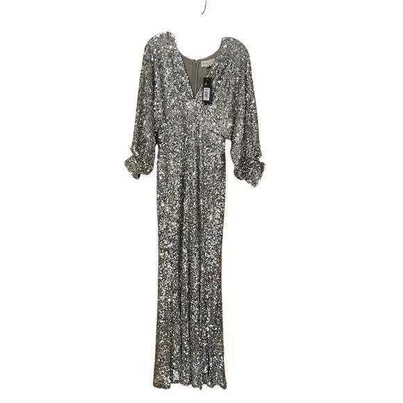 Sachin + Babi Size 2 NWD Sequin Gabby Glitter Long Sleeve V Neck Gown NWT Flaw - Picture 4 of 11